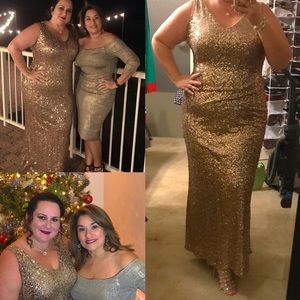 Ralph Lauren gold sequined dress size 16 Beautiful